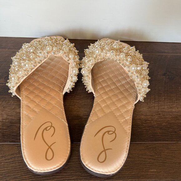 Sam Edelman Elijah Embellished Pear Eggshell Sandals - Picture 5 of 6